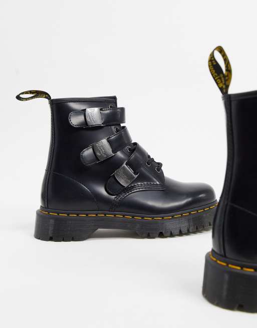 Dr Martens fenimore 8 eye buckle boots black ASOS