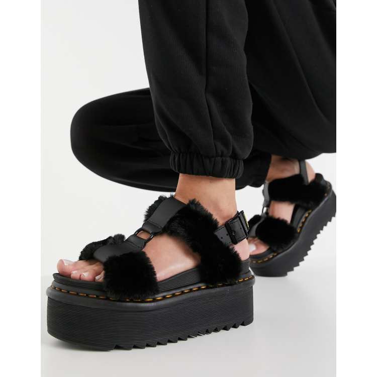 Dr Martens Francis Fluffy sandals in black