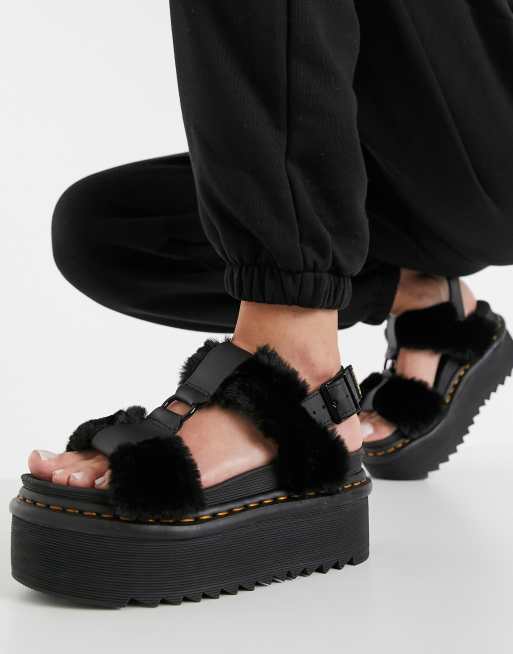 Dr Martens Francis Fluffy sandals in black