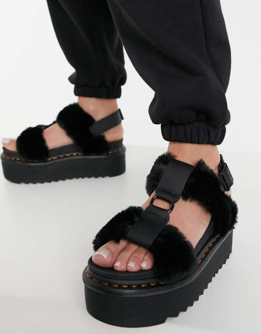 Dr Martens Francis Fluffy sandals in black