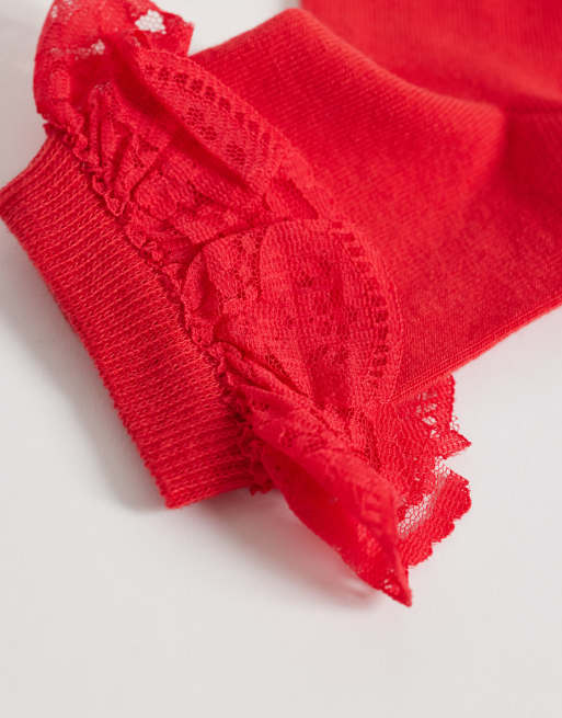 Dr Martens Frill socks in red, 3 of 3