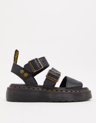 dr martens gryphon leather sandals in black