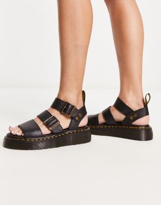 Dr Martens Gryphon Quad leather sandals in black ASOS