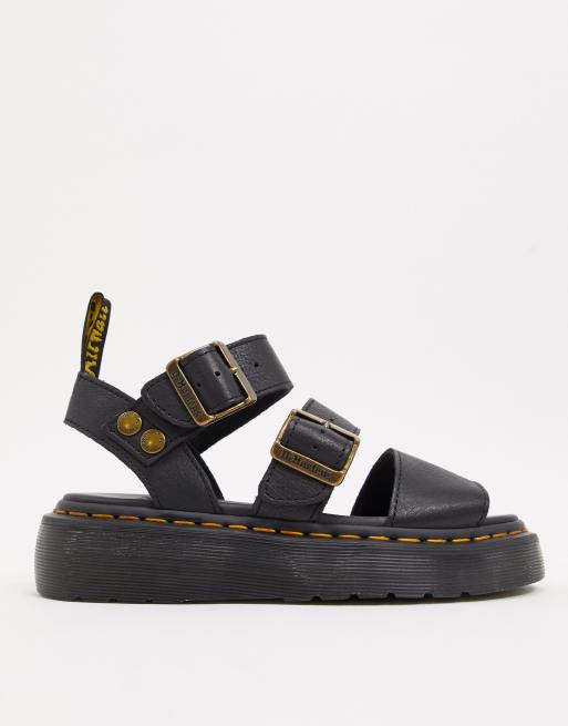 Dr Martens - Gryphon Quad - sorte chunky sandaler i læder med gyldne detaljer, 2 af 4