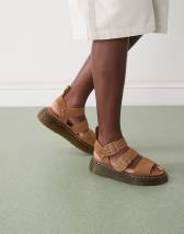 Dr. Martens Tan Josef Suede Slide Sandals In Black