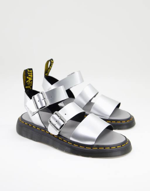 Dr martens cheap sandals silver