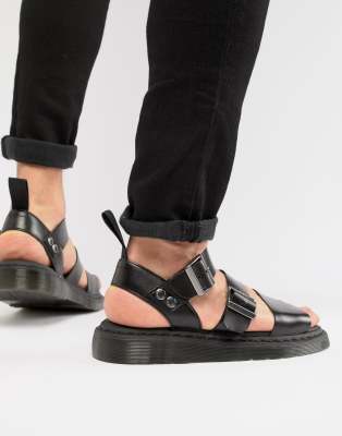 dr martens gryphon strap sandals in black