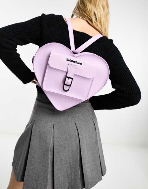 Heart Shaped Leather Backpack in Lilac