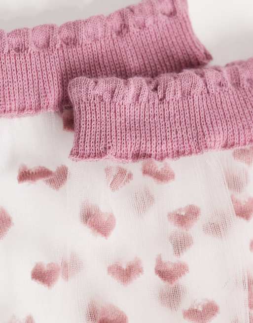 Dr Martens heart mesh socks in pink, 2 of 3