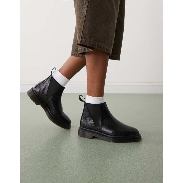 Dr Martens II Bianca Croco Chelsea boot in black | ASOS