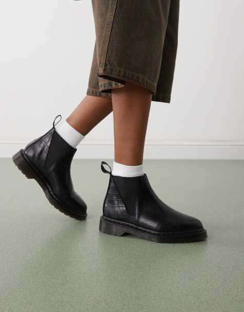 Dr Martens II Bianca Croco Chelsea boots in black - view 1