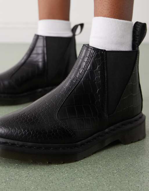 Dr Martens II Bianca Croco Chelsea boots in black ASOS