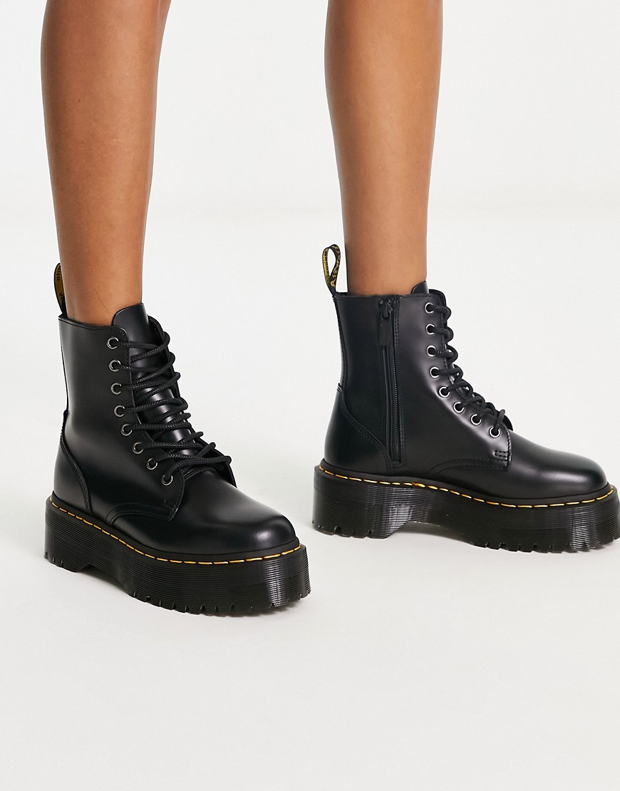 Dr Martens Jadon 8-Eye Smooth Leather Platform Boots-Black