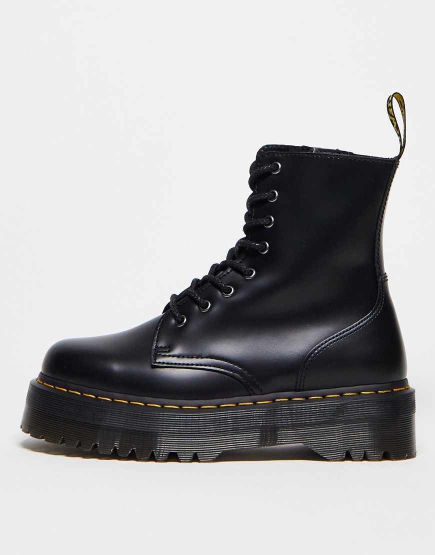 Shop Dr. Martens' Jadon 8-eye Smooth Leather Platform Boots-black