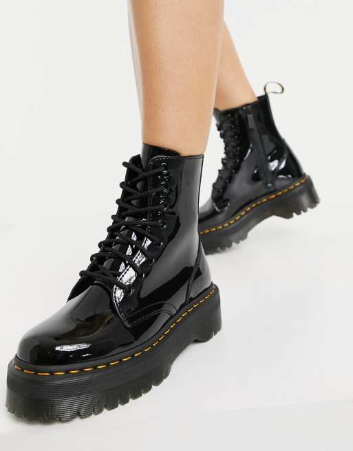 靴 Dr.Martens jadn 23.5 Dr Martens Jadon Platform Patent Lamper Leather Boot Black