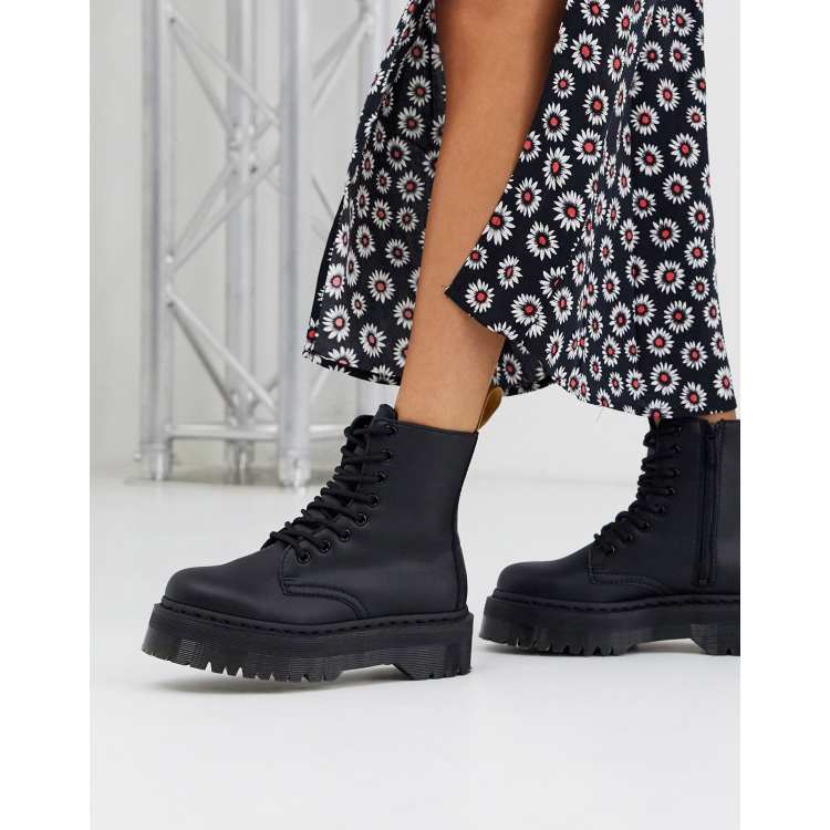 Dr Martens Jadon Bottes chunky en cuir vegan Noir ASOS