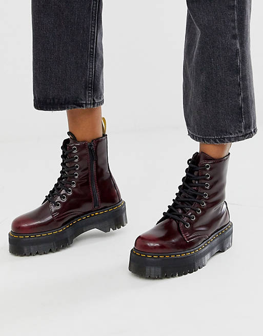 Dr Martens Jadon chunky boots in vegan cherry | ASOS