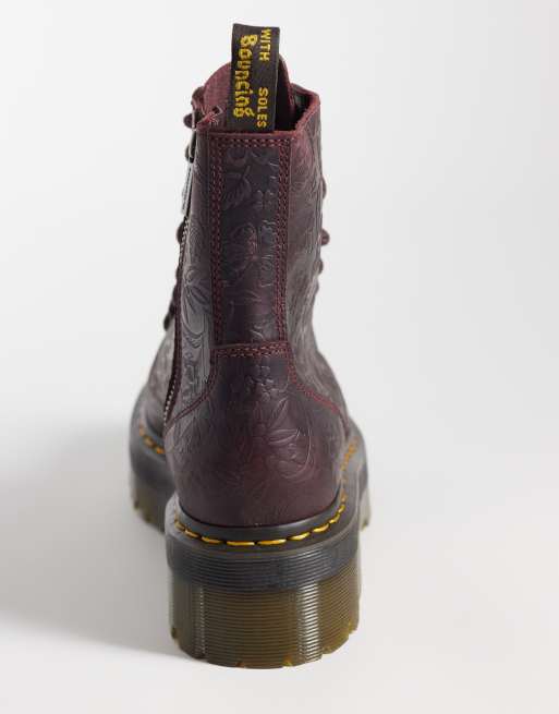 Dr Martens Jadon embossed floral 8 Eye boots in cherry red, 4 of 4