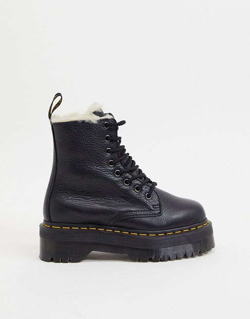 Dr Martens Jadon fluff lined chunky flatform boots in black