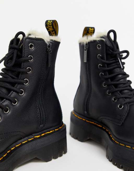 Dr Martens Jadon fur lined chunky ankle boot in black