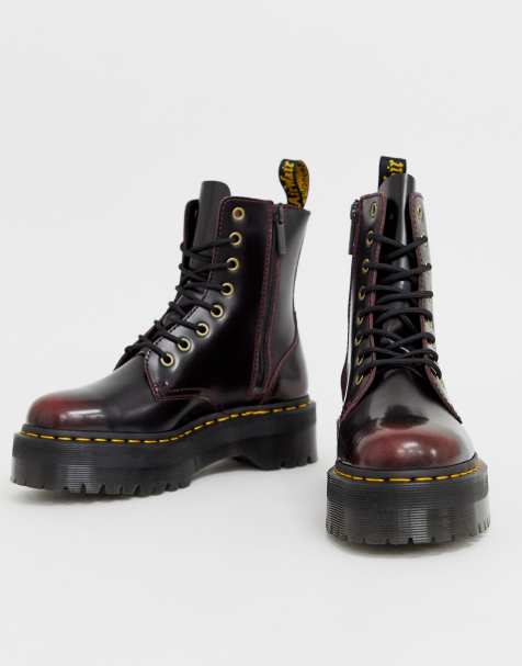 Dr Martens - Jadon - Grosses bottines en cuir - Rouge cerise