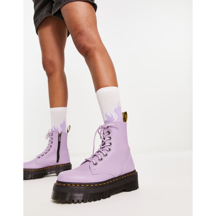 Dr. Martens Jadon III Lederstiefel in Flieder mit 8 Osen ASOS