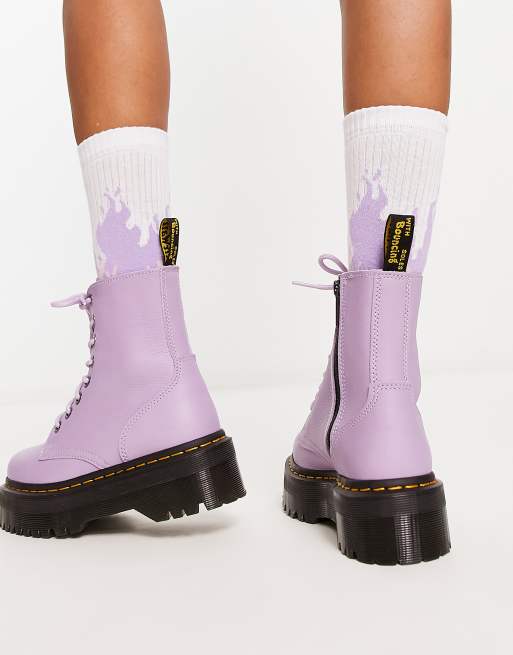 Dr Martens - Jadon iii - Lyslilla støvler med 8 snørehuller i læder , 2 af 4