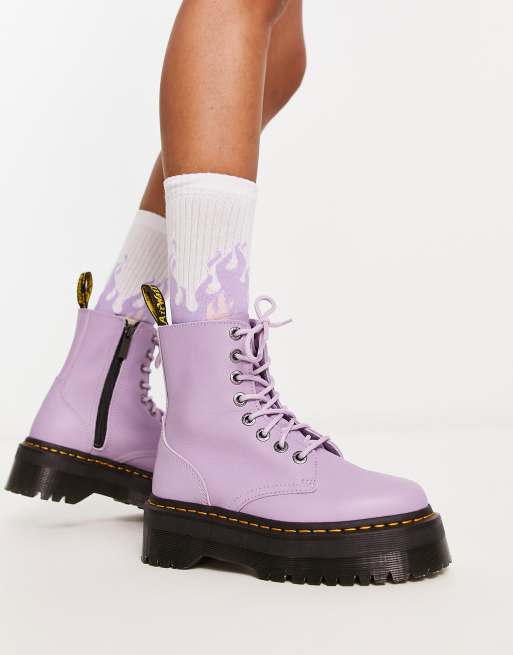 Dr Martens - Jadon iii - Lyslilla støvler med 8 snørehuller i læder , 4 af 4