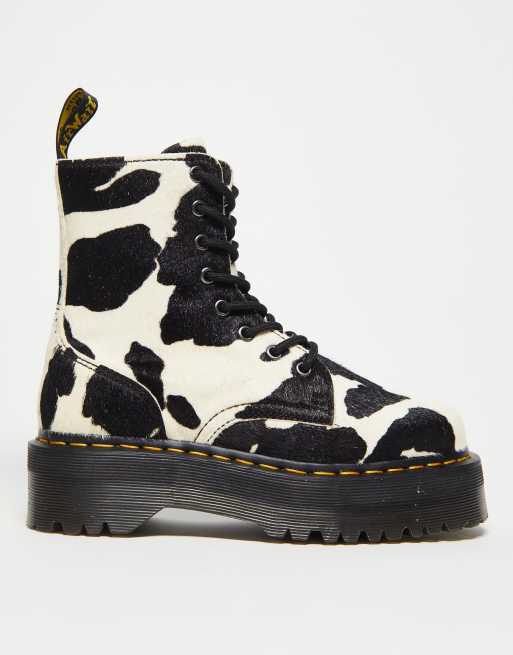 Dr Martens Jadon platform 8 eye boots in cow print leather