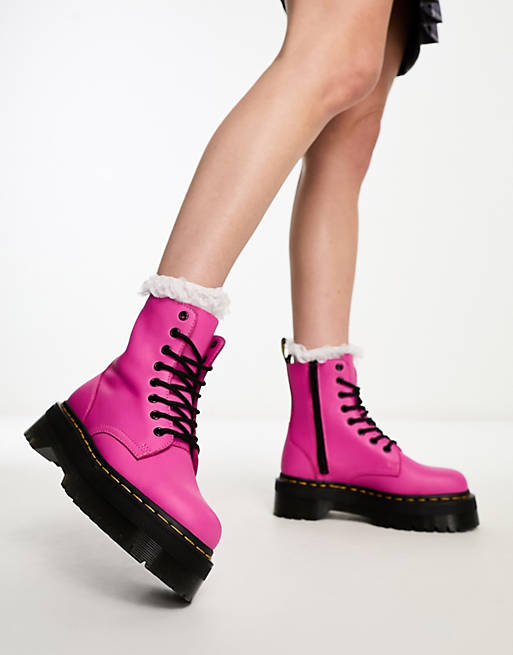 Dr Martens Jadon Platform 8 Eye Boots in Thrift Pink Pisa Leather