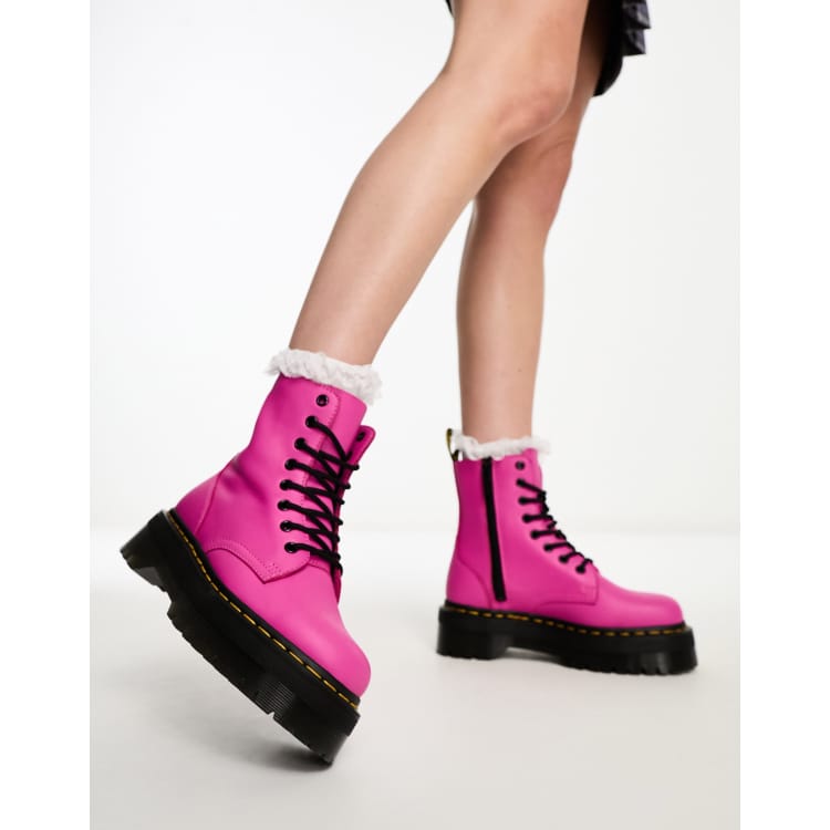 Dr Martens Jadon platform 8 eye boots in thrift pink pisa leather