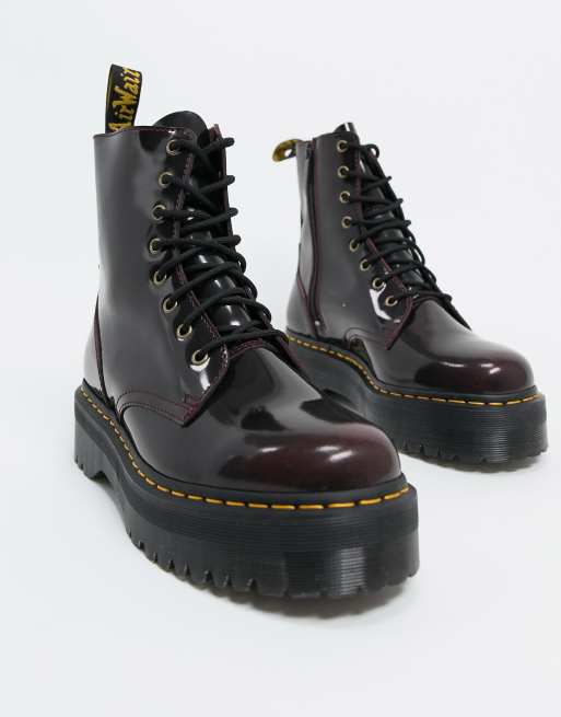 Dr Martens jadon platform boots in red leather, 2 of 4