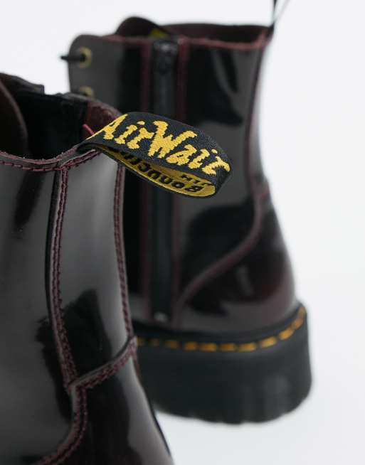 Dr Martens jadon platform boots in red leather, 3 of 4