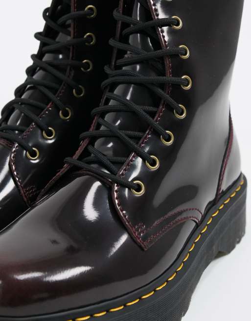 Dr Martens jadon platform boots in red leather, 4 of 4