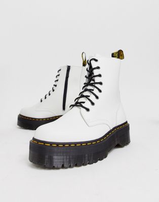 Dr Martens Jadon platform boots in white leather | ASOS