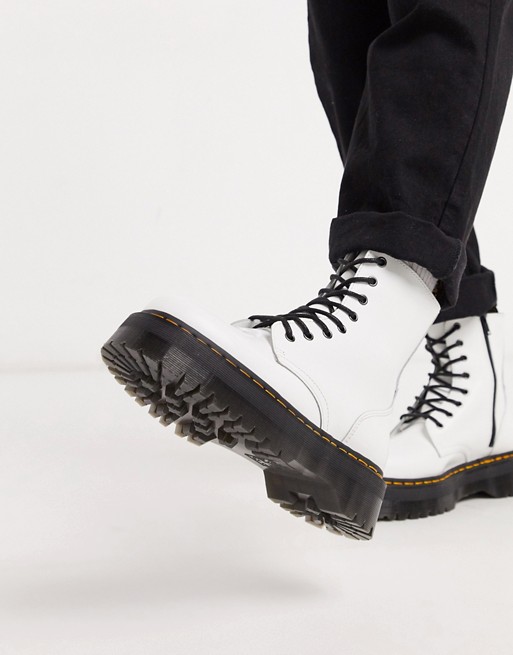 Dr Martens jadon platform boots in white leather