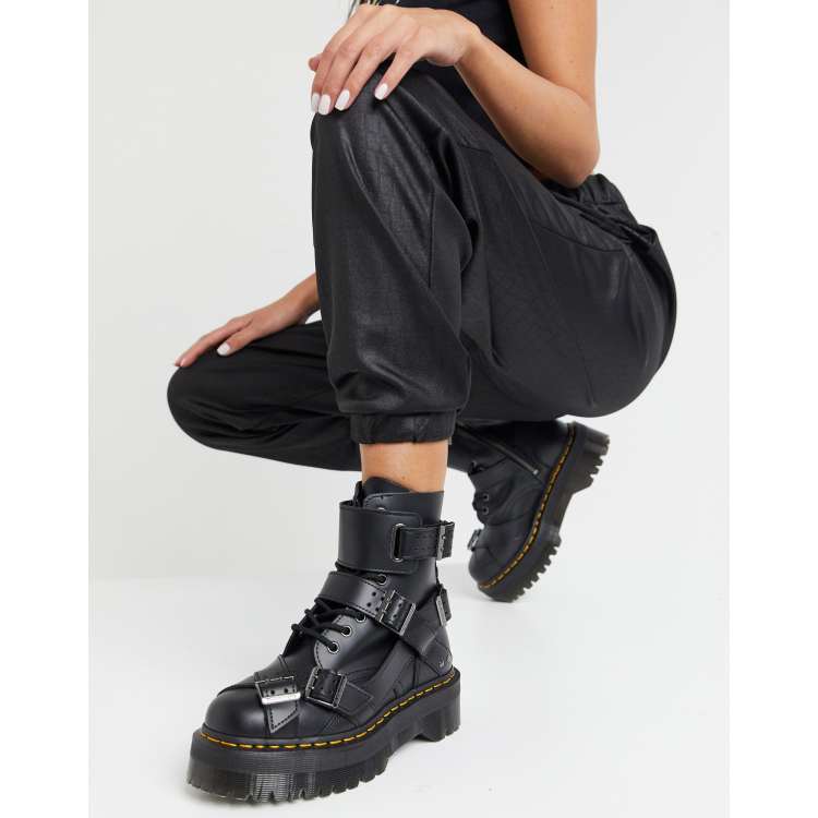Dr Martens Jadon strap buckle chunky flatform boots in black ASOS