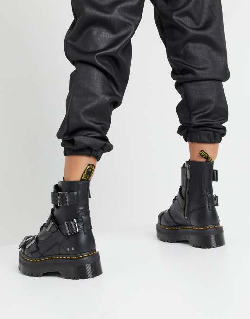 Dr Martens Jadon strap buckle chunky flatform boots in black