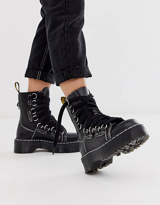 Dr Martens Jadon XL chunky wide lace leather ankle boots in black | ASOS