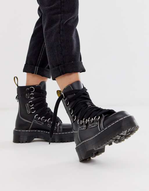 Dr Martens Jadon XL Schwarze Ankle Boots aus Leder mit breitem