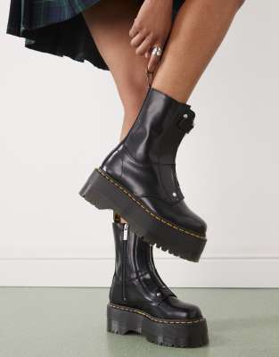 Dr Martens Jetta hi max zip boots in black leather