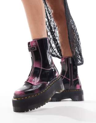 Dr Martens Jetta quad max boots in black rub off