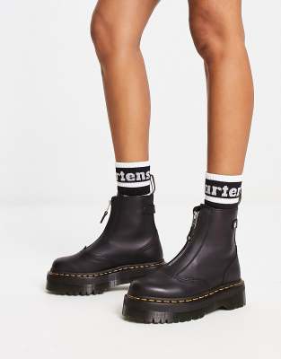 Dr. Martens Jetta Zipped Leather Platform Boots in White