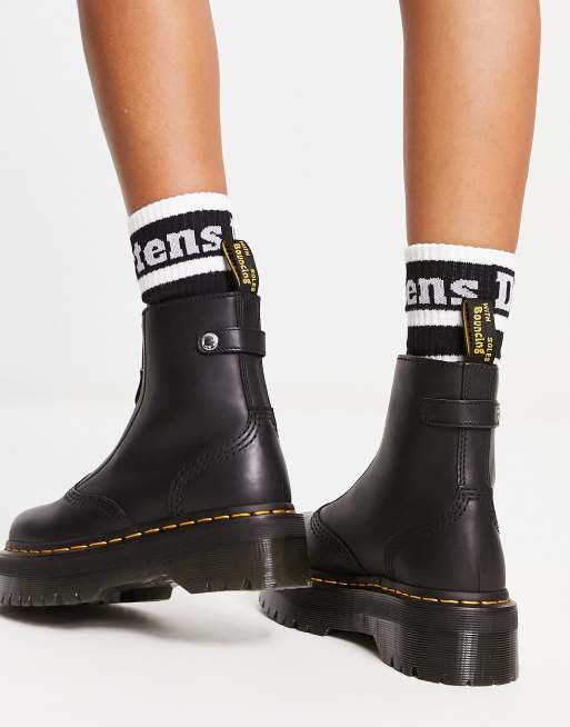 Dr. Martens Jetta Zipped Leather Platform Boots in White