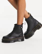 Dr Martens Devon flower quad boots in black | ASOS