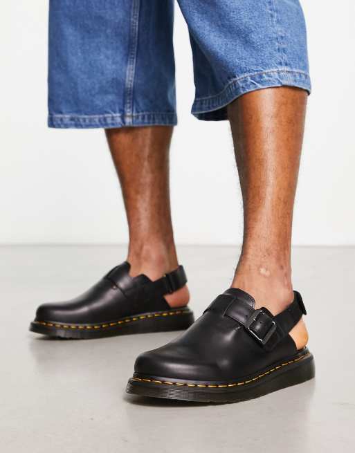 Dr. Martens – Jorge II – Czarne skórzane chodaki ze skóry brando