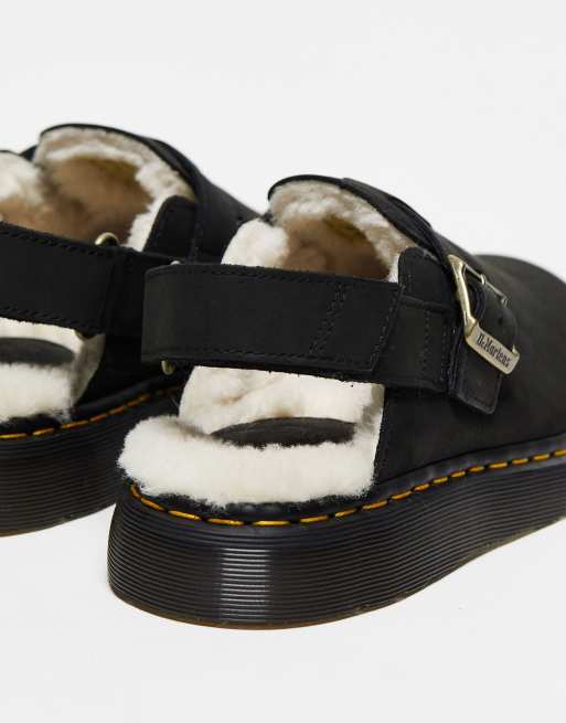 Dr. Martens Jorge II Faux Fur Lined Mule - Black