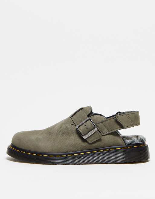 Dr Martens Jorge ii fur lined mules in grey leather | ASOS