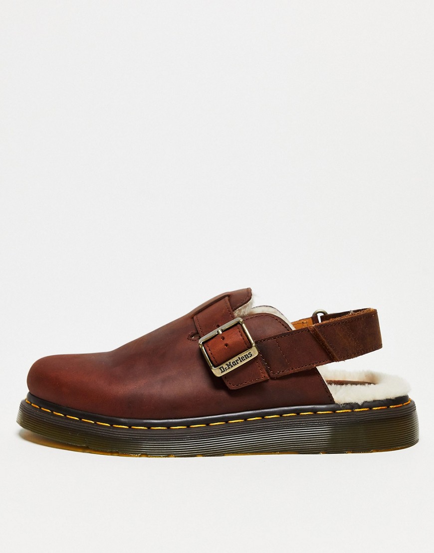 Dr Martens Jorge ii fur lined mules in tan leather-Brown