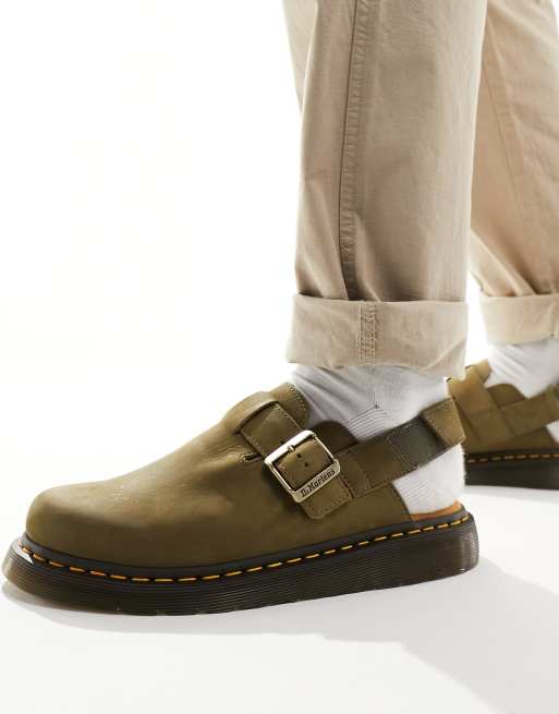 Dr Martens Jorge II mules in khaki suede